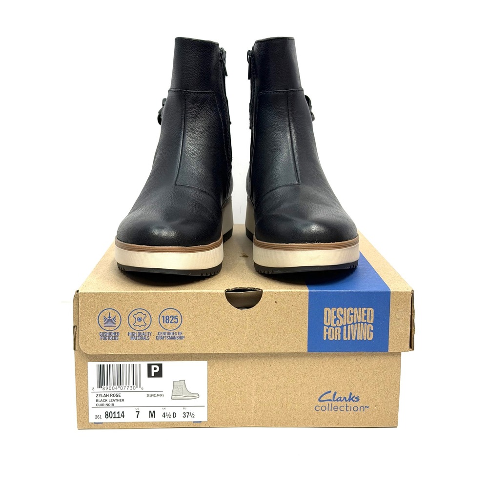 Clarks Women's Collection Zylah Rose Boots
Black Leather Size 7M NWT